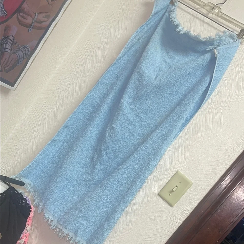 Light Blue Fringed Towel